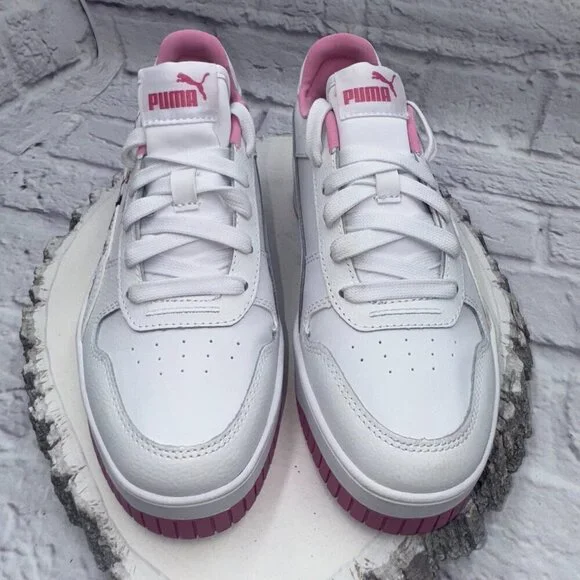 PUMA Womens Carina Street Floral Lace Up Sneakers Shoes Casual White Pink Sz 5 - Picture 4 of 14